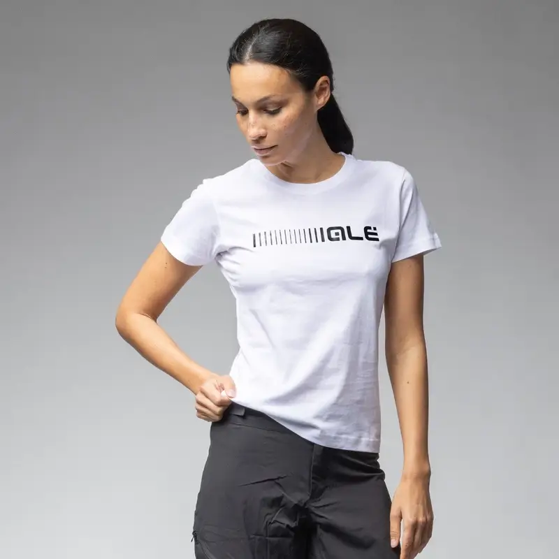 Weißes T-Shirt mit schwarzem Logo Damen Größe L - image