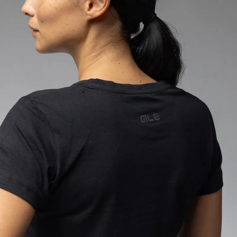 Schwarzes T-Shirt mit schwarzem Logo Damen Größe S #3