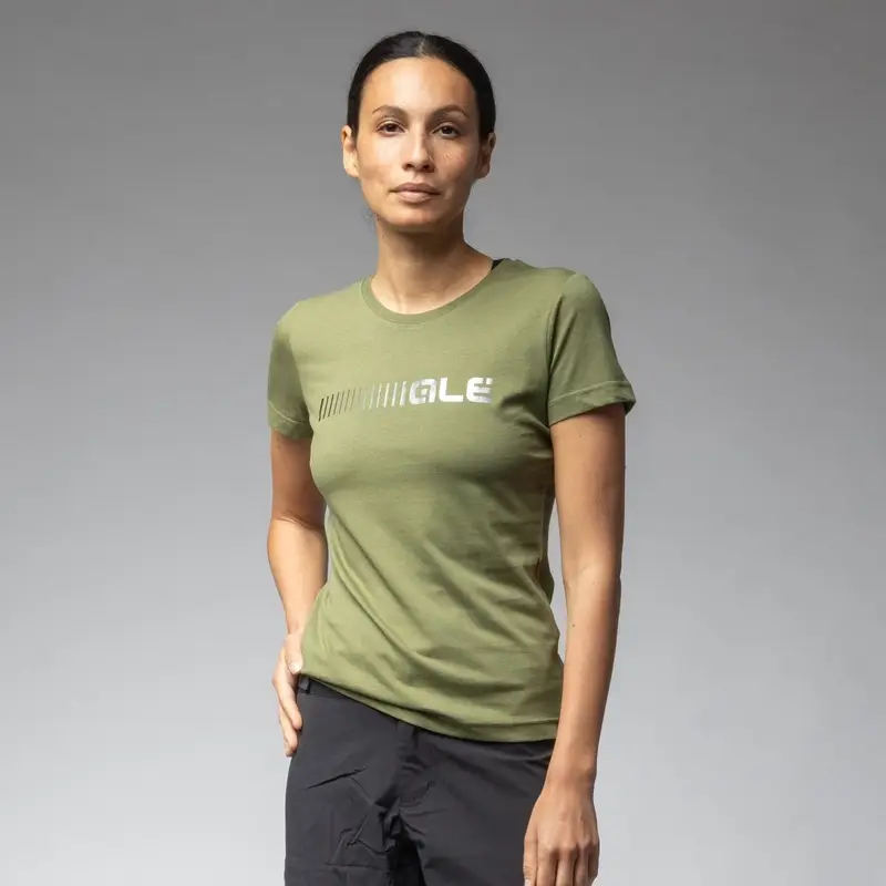 Grünes T-Shirt mit schwarzem Logo Damen Größe XS - image