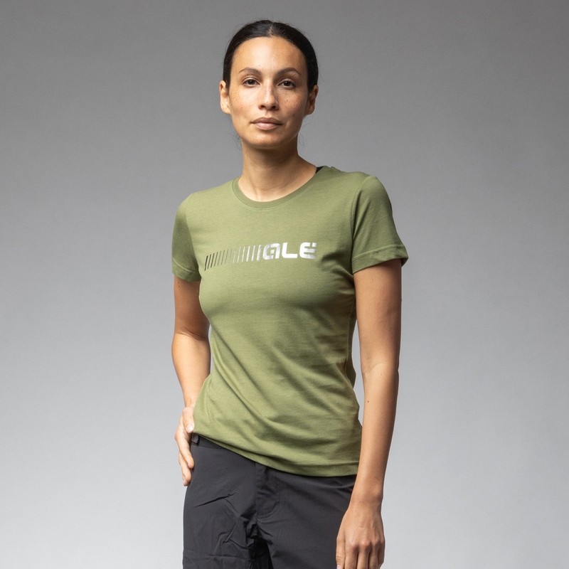 T-Shirt Verde Logo Nero Donna Taglia S