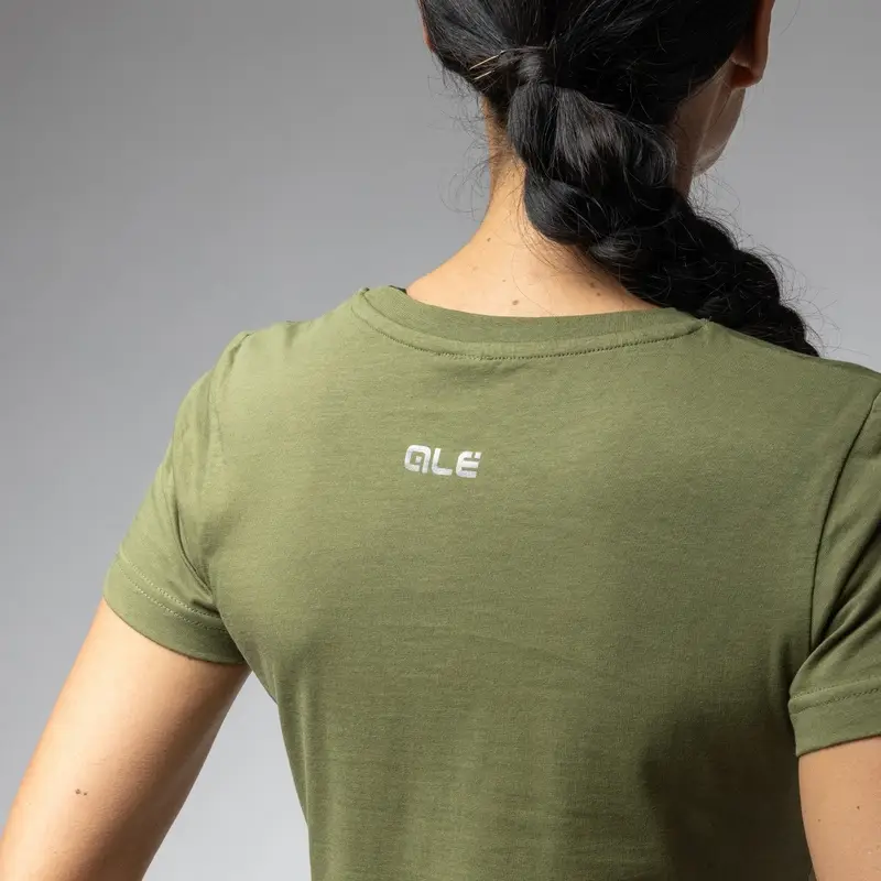 Grünes T-Shirt mit schwarzem Logo Damen Größe S #3