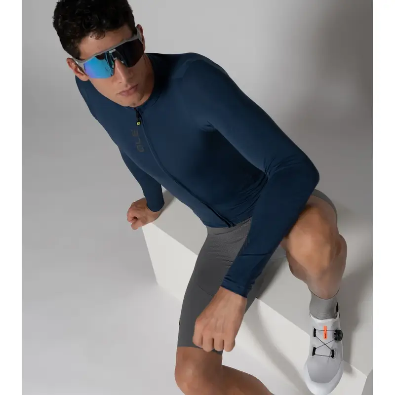 Langarm-Fahrradtrikot Color Block Pragma Blau Größe XXXL #2