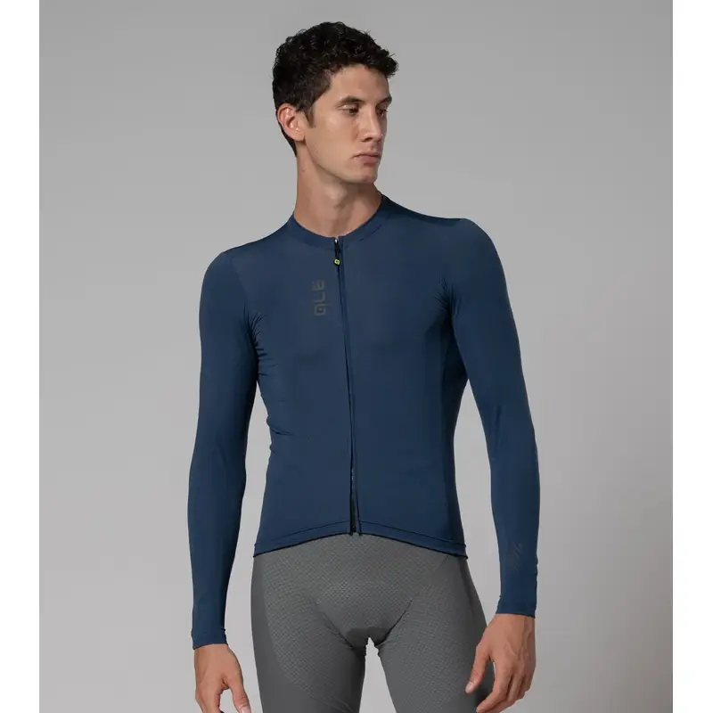 Langarm-Fahrradtrikot Color Block Pragma Blau Größe XXXXXL - image