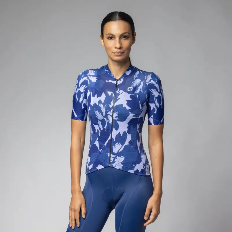 Kurzarm-Bluse Flower Pragma Damen Blau Größe S - image