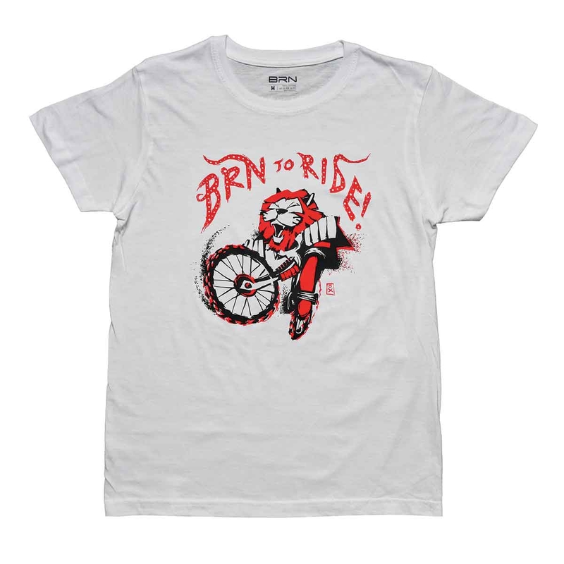 T-Shirt Brn To Ride Löwe Weiß Größe L