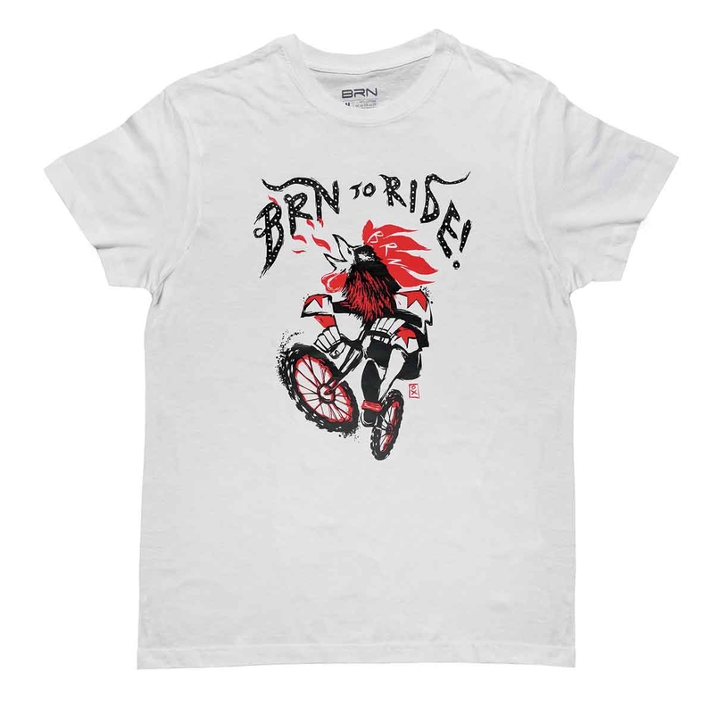 T-Shirt Brn To Ride Rooster Blanc Taille L