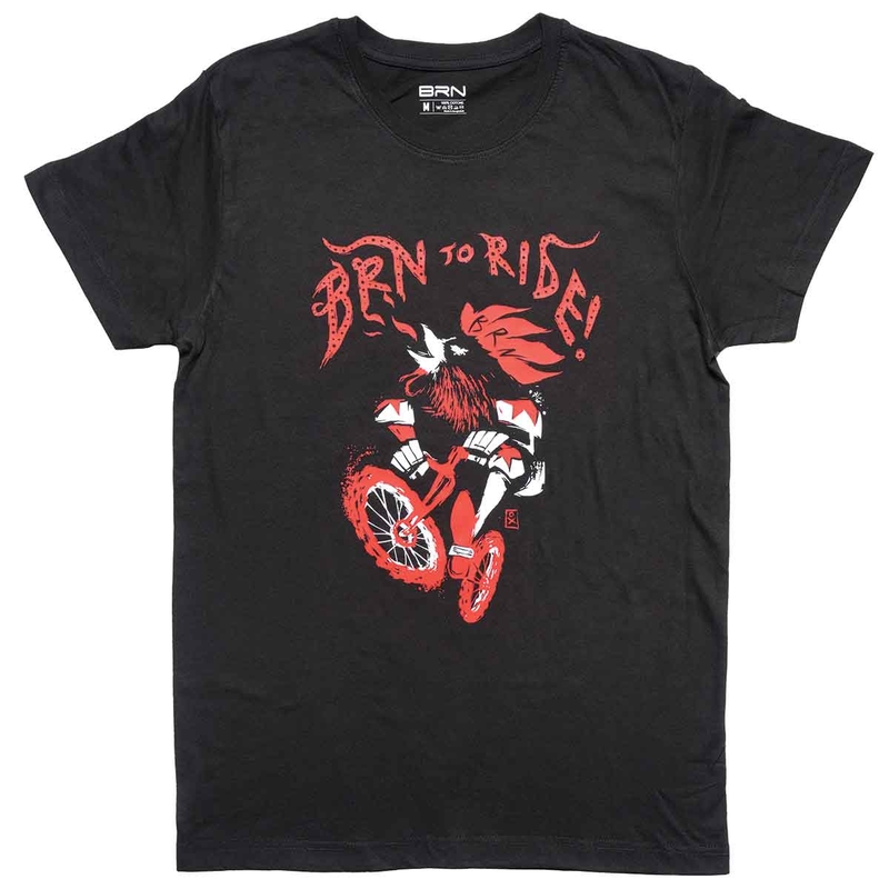 T-Shirt Brn To Ride Rooster Nero Taglia S