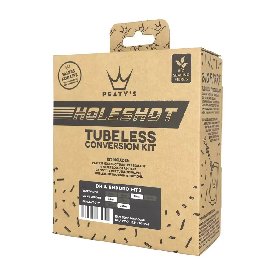 Kit de conversión MTB Tubeless Holeshot 240 ml Cinta de 30 mm - Válvulas de 42 mm para MTB DH/Enduro - image