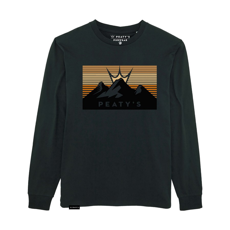 3 Peaks Sunset Langarmshirt Schwarz Größe M