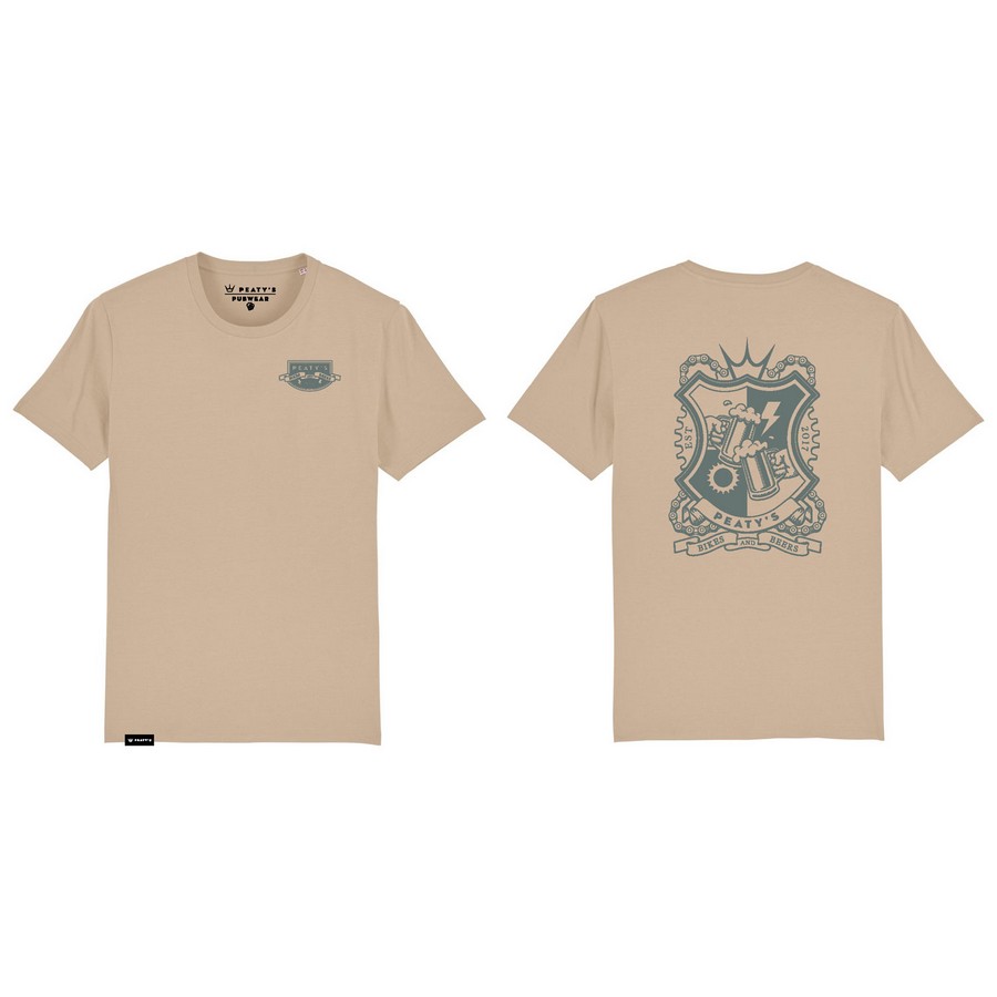 Maglietta T-Shirt Bikes & Beers Crest Beige Taglia L