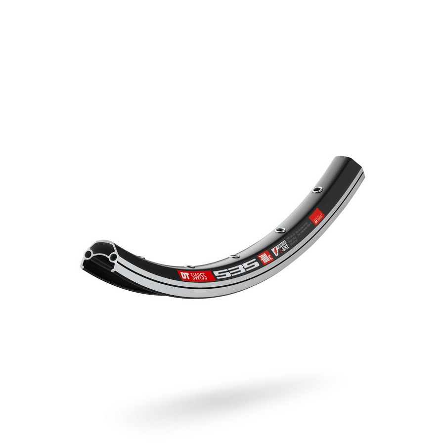 Jante 535 700c 28'' noire 622-19 vl 6,5mm 36 trous simple œil