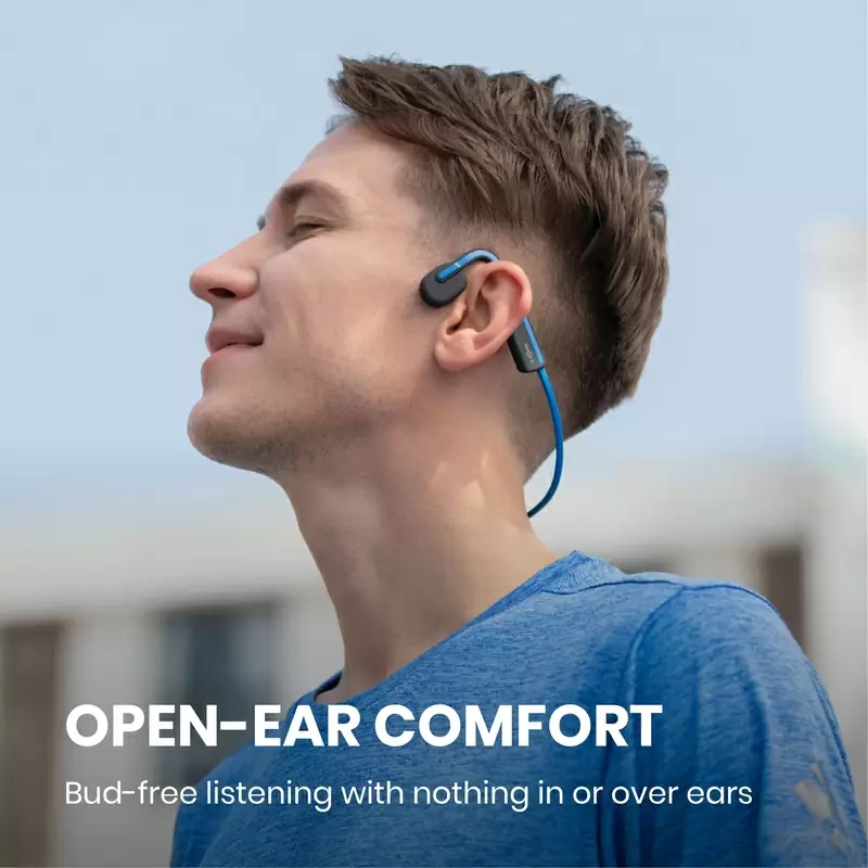 Fones de ouvido de condução óssea Bluetooth Openmove com microfone azul #9