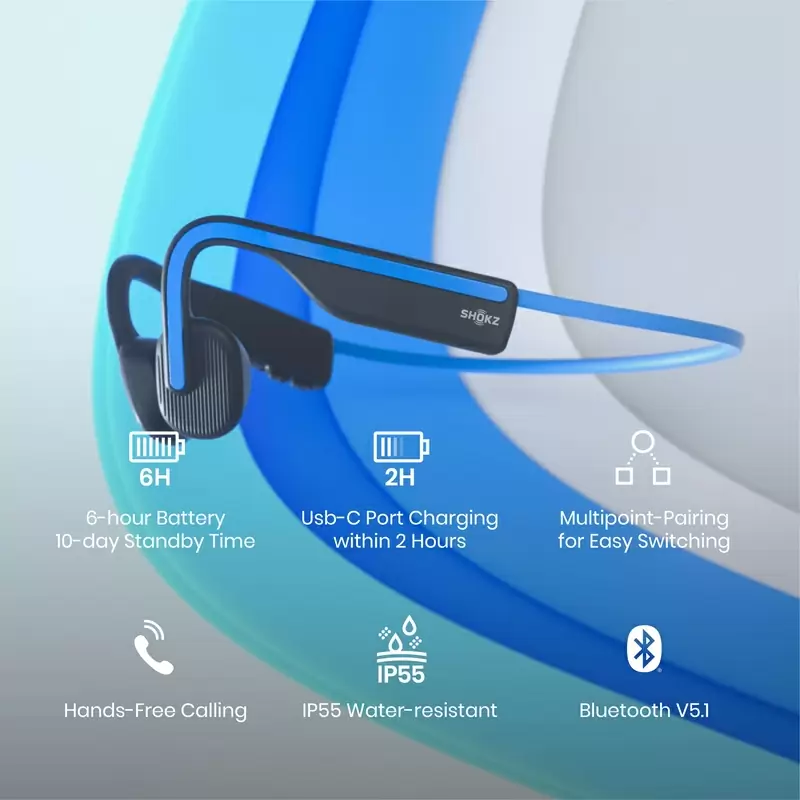 Openmove Bluetooth-Knochenleitungskopfhörer mit Mikrofon, Blau #5