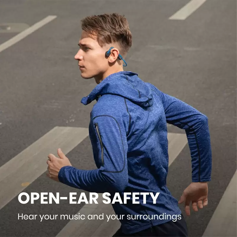 Fones de ouvido de condução óssea Bluetooth Openmove com microfone azul #7