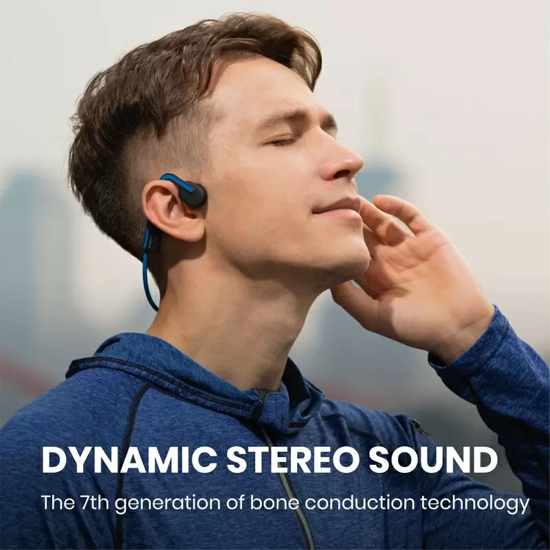 Fones de ouvido de condução óssea Bluetooth Openmove com microfone azul #8
