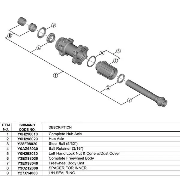 Eixo Completo do Cubo para rodas Ultegra WH-R8170 / GRX WH-RX570 #1