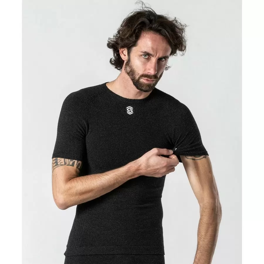 Stay Warm Round Neck Short Sleeve Thermal Shirt Black Size XL/XXL #3