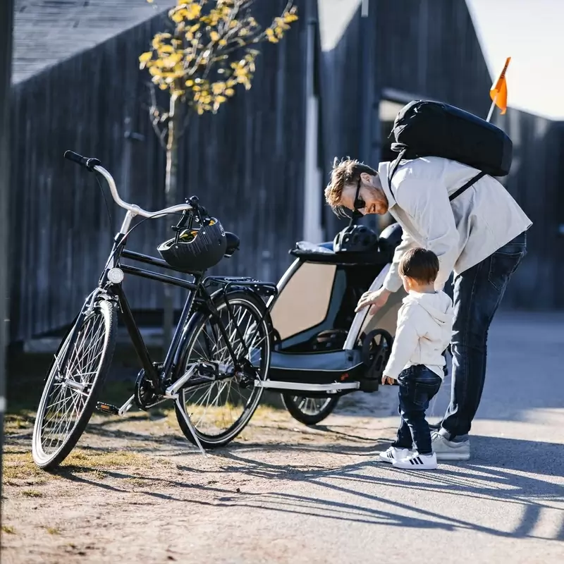 Remorque + Courier poussette un / deux enfants bleu #9