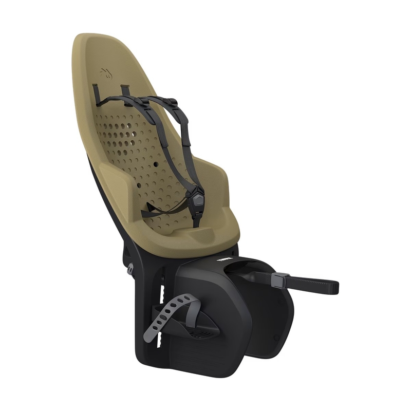 Yepp 2 Maxi bike seat with attachment to the fennel tan luggage rack