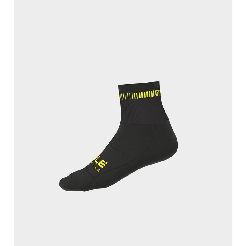 Calze Estive Q-Skin 12cm Logo Nero/Giallo Fluo Taglia S (36-39)