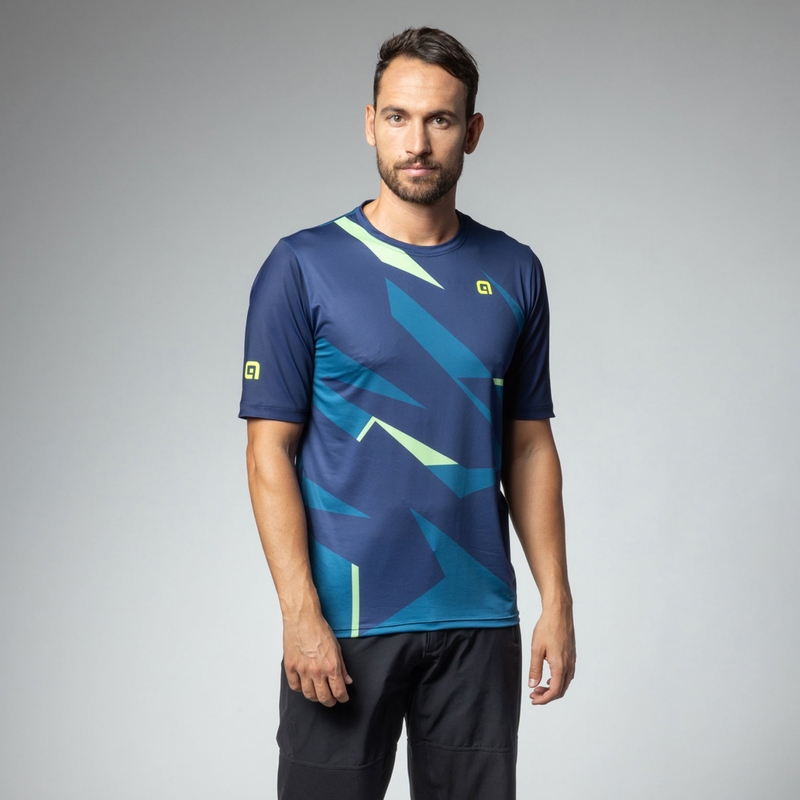 Maglia A Maniche Corte MTB Omega Off Road Blu Taglia XXS