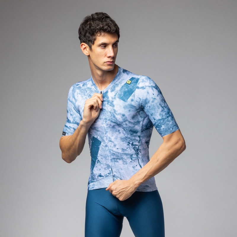 Maglia A Maniche Corte Marble PR-E Blu Taglia XXS
