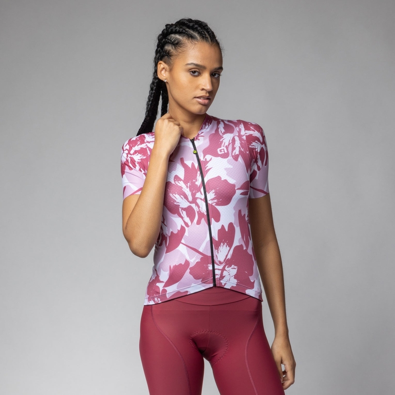 Maglia A Maniche Corte Flower Pragma Donna Bordeaux Taglia XXS