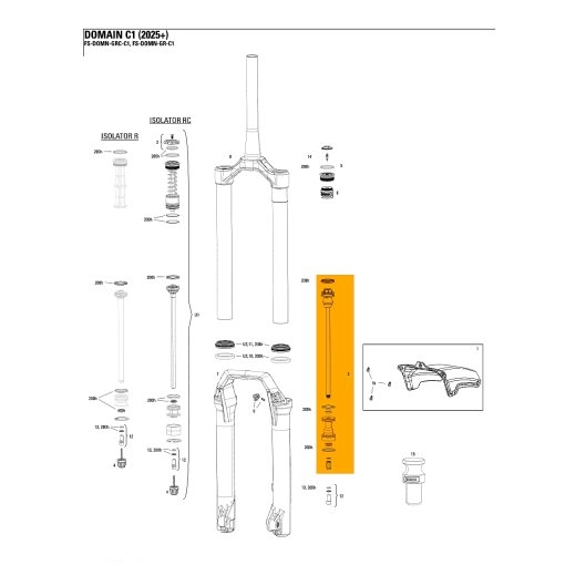 Albero della Molla Pneumatica della Forcella Debonair 27.5/29