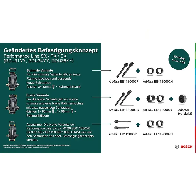 Satz Schrauben Antriebseinheit für Rahmenbuchsen, Breit BDU31YY/BDU34YY/BDU38YY #1