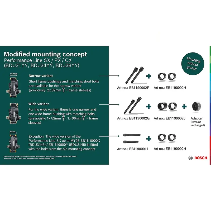 Satz Schrauben Antriebseinheit für Rahmenbuchsen, Breit BDU31YY/BDU34YY/BDU38YY #2