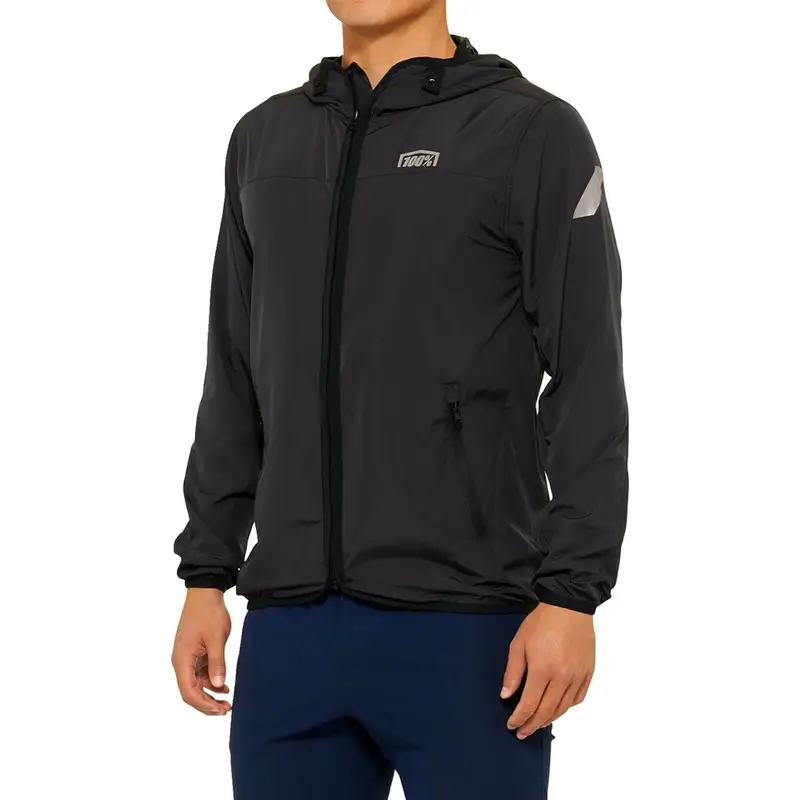 Veste coupe-vent à capuche noire Taille XL - image