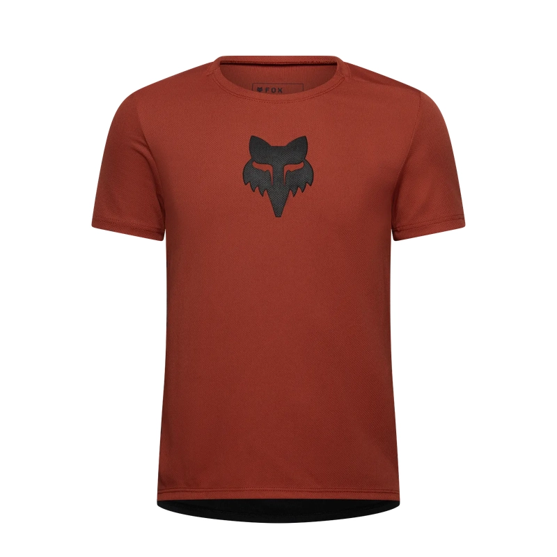 Kids' Short Sleeve MTB Jersey Ranger Jersey Fox Head Amber Scarlet Size S - image