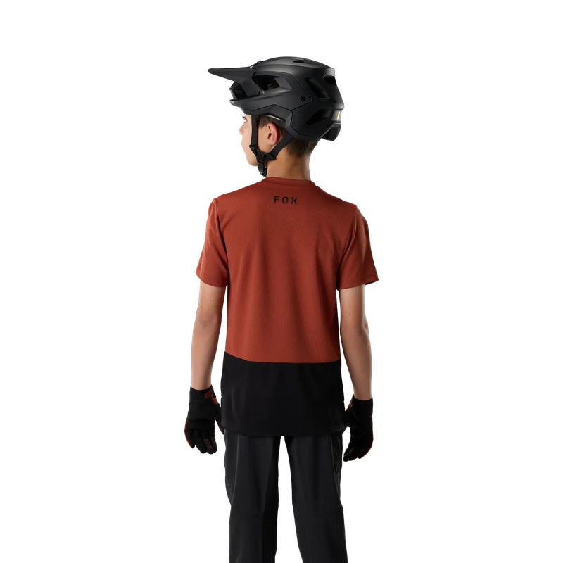 Kids' Short Sleeve MTB Jersey Ranger Jersey Fox Head Amber Scarlet Size S #3