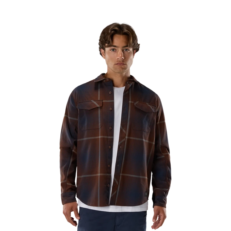 Long Sleeve Shirt Survivalist Core Flannel Dark Brown Size S #2