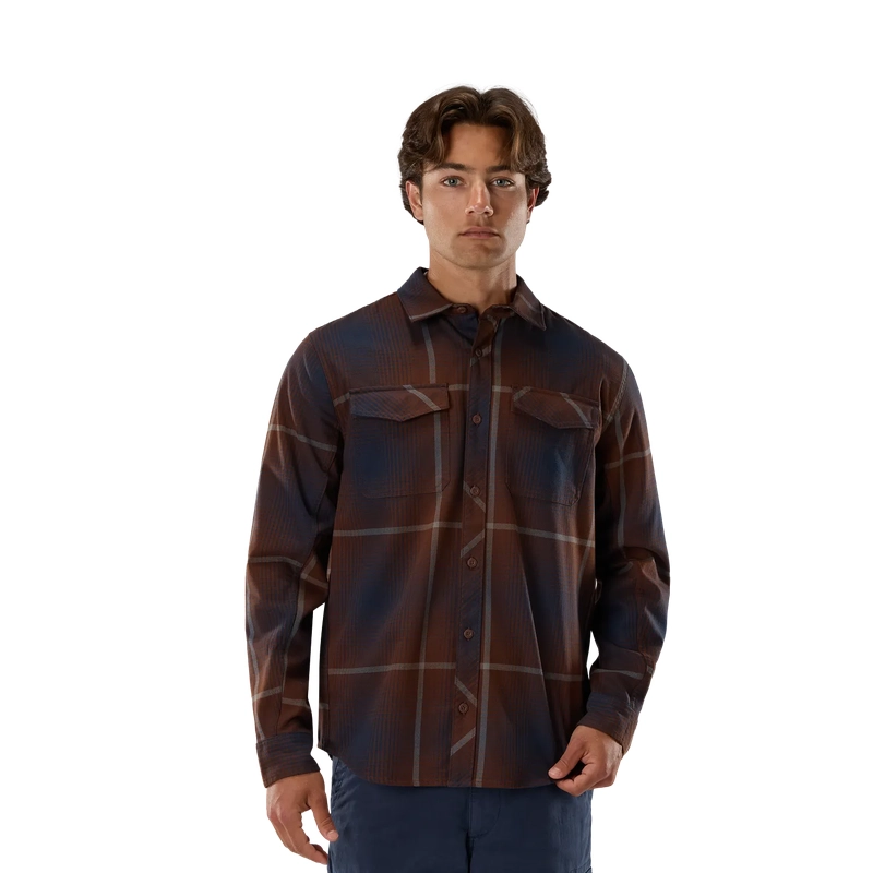 Long Sleeve Shirt Survivalist Core Flannel Dark Brown Size S #4
