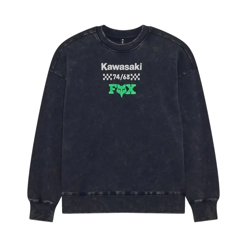 Felpa Kawasaki Heavyweight Girocollo Blu Midnight Taglia L - image