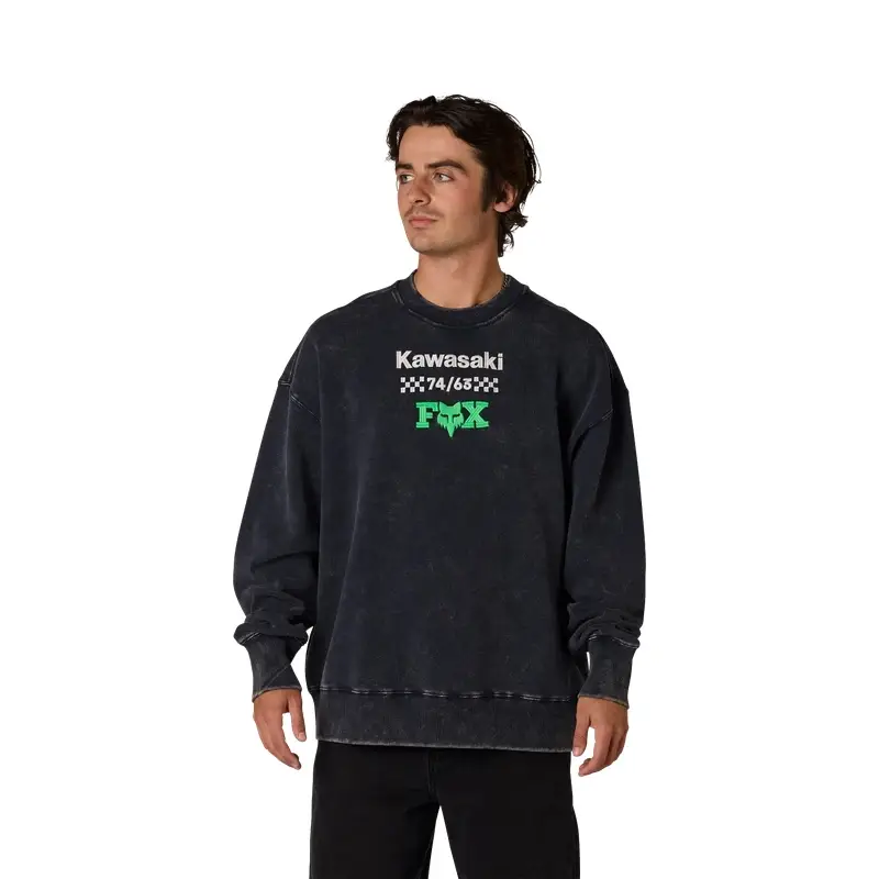 Felpa Kawasaki Heavyweight Girocollo Blu Midnight Taglia XL #2