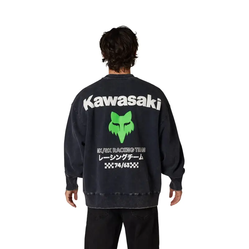 Felpa Kawasaki Heavyweight Girocollo Blu Midnight Taglia XL #3