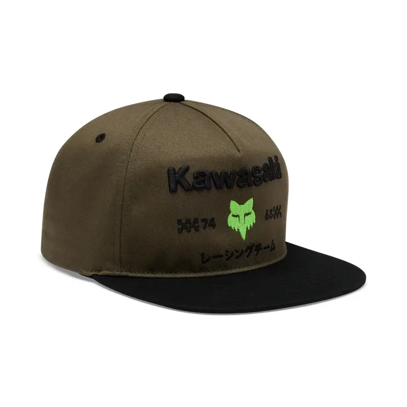 Cappello Kawasaki Snapback Verde Militare Taglia Unica - image