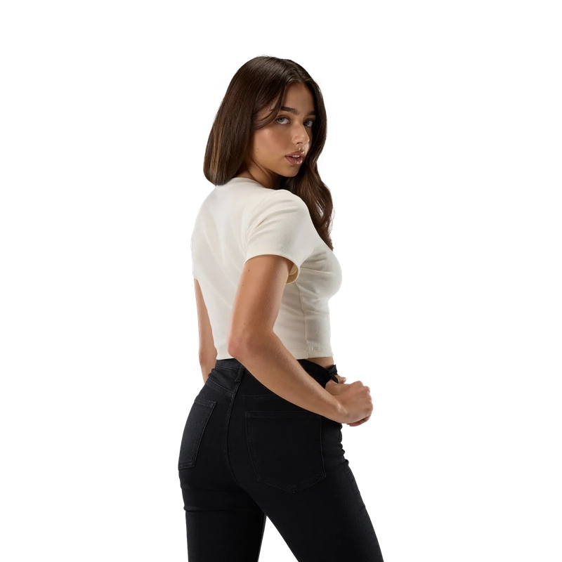 Women's Short Sleeve T-Shirt Head Rib Baby Off White Size XS #3