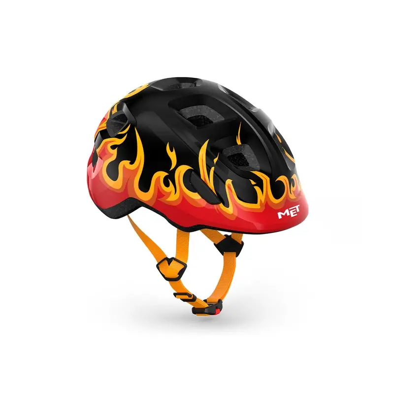 Capacete Infantil Hooray Preto Chamas Brilhante Tamanho XS (46-52cm) - image