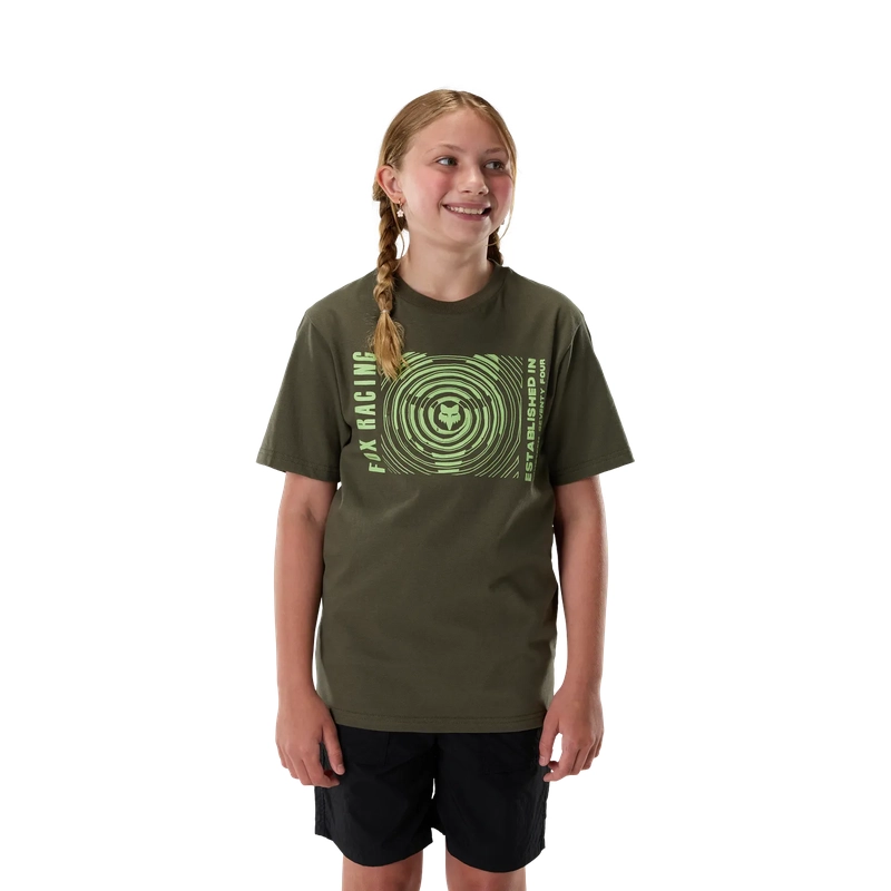Kids' Short Sleeve T-shirt Warped Dark Green Size S #2