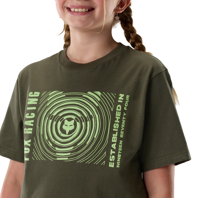 Kids' Short Sleeve T-shirt Warped Dark Green Size S #4