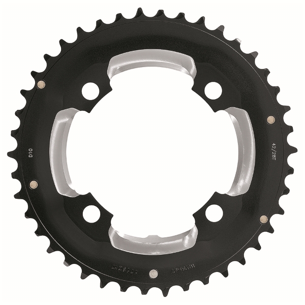 Crown EMTB Steel BCD 64 mm 4-Fori 2x/3x 10V 28 Dientes, negro, WC067