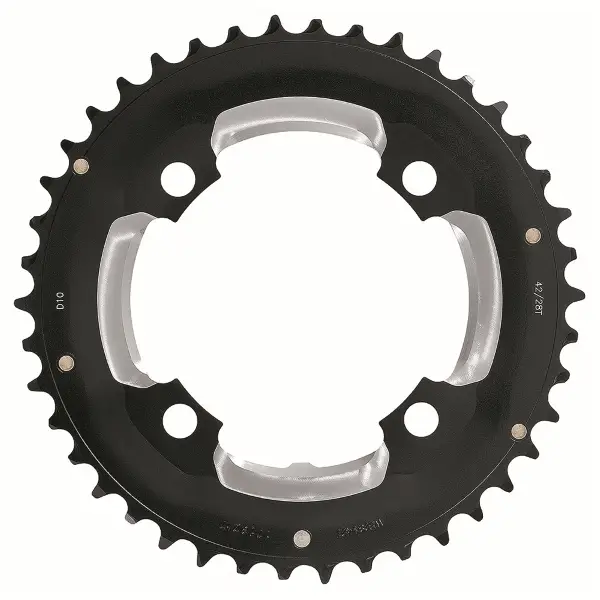 Crown EMTB Steel BCD 64 mm 4-Fori 2x/3x 10V 28 Dientes, negro, WC067 - image