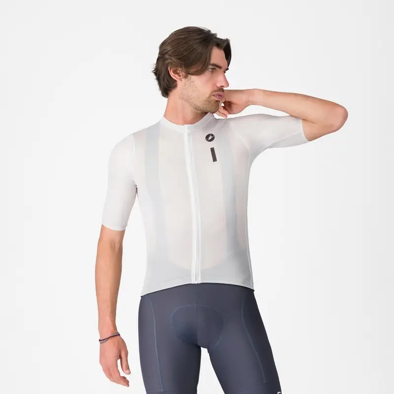 Maillot de Route Manches Courtes Jersey Deux Tons Logo Blanc/Noir Taille L - image