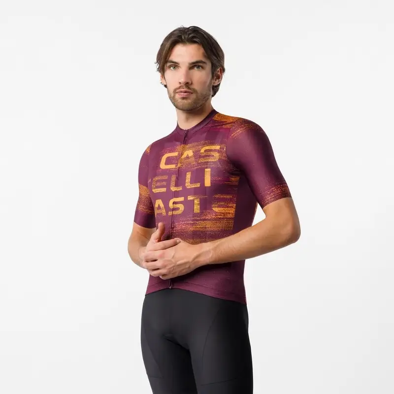 Road Short Sleeve Jersey Stratus Logo Deep Bordeaux/Winter Sky Size L - image
