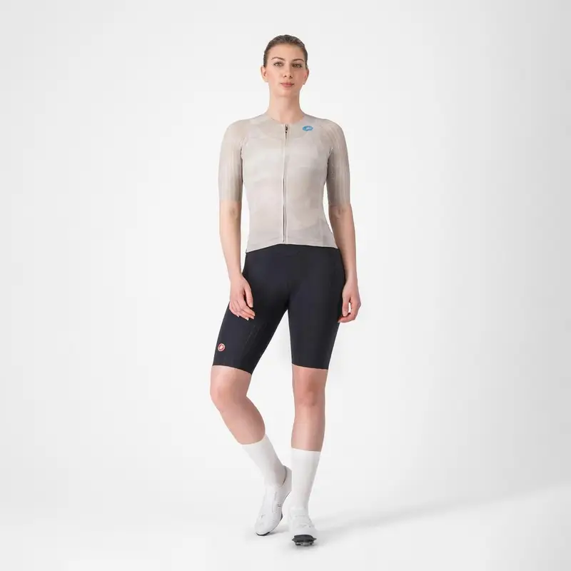 Camiseta de Carretera Manga Corta Jersey Aero Race 8s Mujer Beige Talla M #5