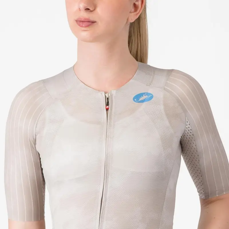 Straßen-Trikot Kurzarm-Jersey Aero Race 8s Damen Beige Größe S #2