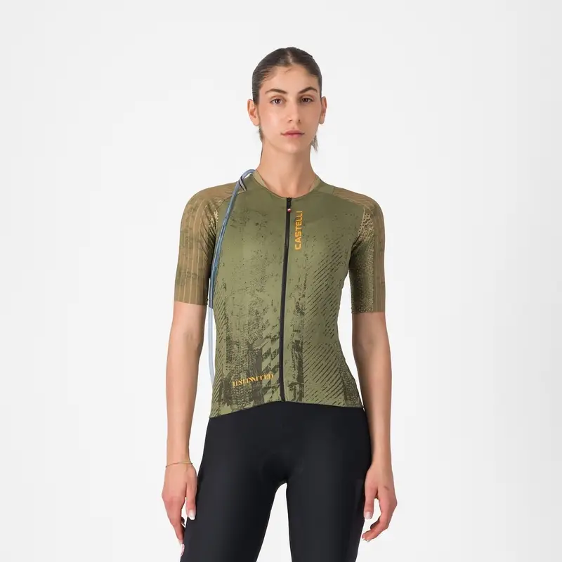 Strada Kurzarmtrikot Jersey Unlimited Pro 2 Damen Forest Green/Elmwood/Vivid Ora Größe L - image